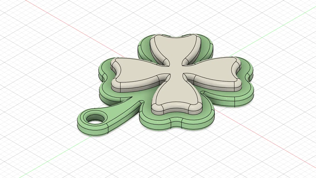 Móc khóa cỏ 4 lá may mắn thiết kế 2 màu in 3D - Image 1