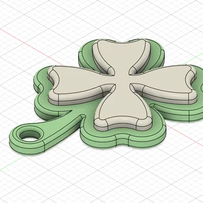 Móc khóa cỏ 4 lá may mắn thiết kế 2 màu in 3D