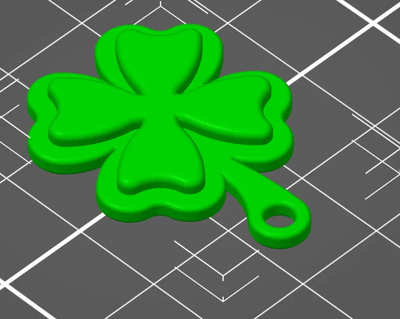 Móc khóa cỏ 4 lá may mắn thiết kế 2 màu in 3D - Image 3