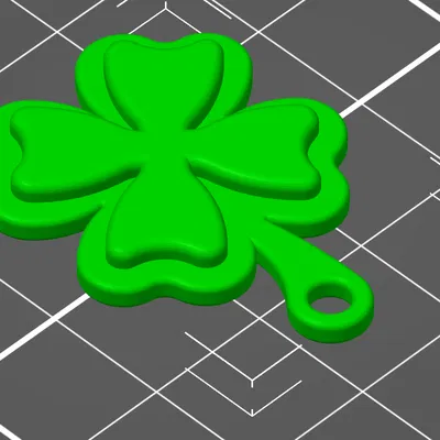 Móc khóa cỏ 4 lá may mắn thiết kế 2 màu in 3D