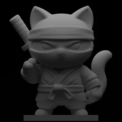 Mô hình 3D mèo ninja - Shadow Meow-sassin