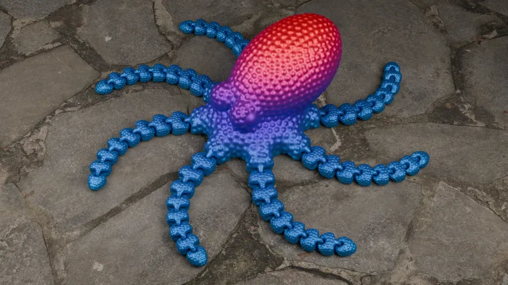 Bạch tuộc khớp nối linh hoạt với bề mặt vân nổi chi tiết (3D Model) - Image 5