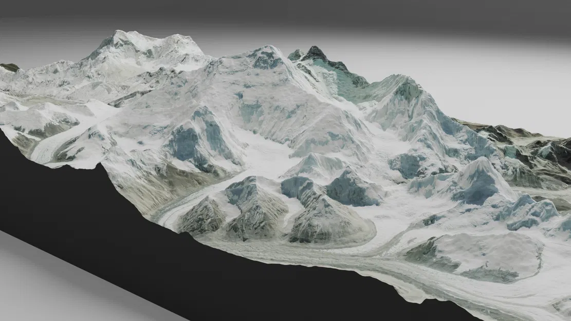 Mô hình địa hình 3D đỉnh Everest và cảnh quan dãy Himalaya bao quanh - Image 1