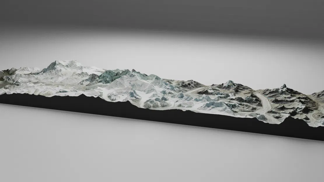 Mô hình địa hình 3D đỉnh Everest và cảnh quan dãy Himalaya bao quanh - Image 2