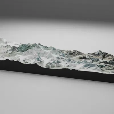Mô hình địa hình 3D đỉnh Everest và cảnh quan dãy Himalaya bao quanh