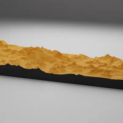 Mô hình địa hình 3D đỉnh Everest và cảnh quan dãy Himalaya bao quanh