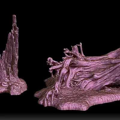 Gốc cây và khúc gỗ chân thực: mô hình địa hình quét từ vật thể thật