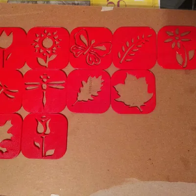 Bộ khuôn vẽ (stencil) 3D chủ đề thiên nhiên