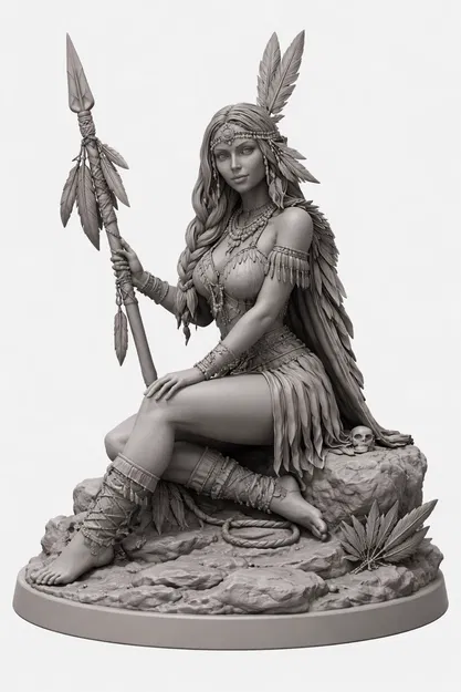 Mô hình 3D Nữ chiến binh Native Indian tinh xảo để in resin - Image 1