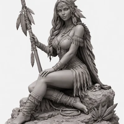 Mô hình 3D Nữ chiến binh Native Indian tinh xảo để in resin