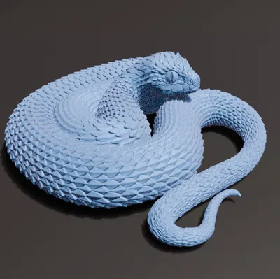 Tượng Rắn Lục Sừng (Bush Viper Sculpture)
