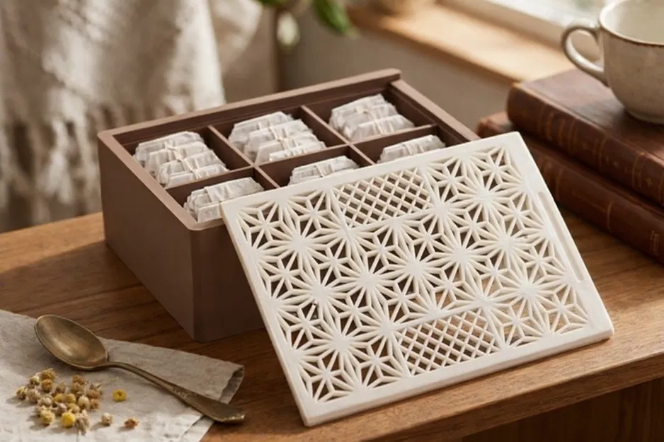 Hộp Đựng Trà Họa Tiết Lưới Trang Trí Bếp - Image 1