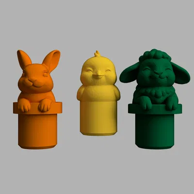 Bộ phụ kiện in 3D trang trí cuộn giấy vệ sinh hình thú cưng Phục Sinh