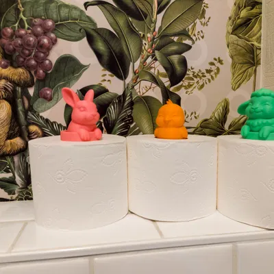 Bộ phụ kiện in 3D trang trí cuộn giấy vệ sinh hình thú cưng Phục Sinh