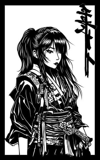 Mô hình tranh treo tường Samurai Girl in 3D nghệ thuật - Image 1