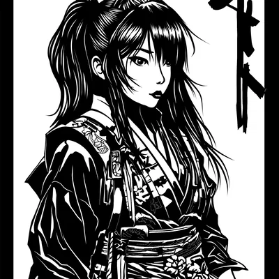 Mô hình tranh treo tường Samurai Girl in 3D nghệ thuật