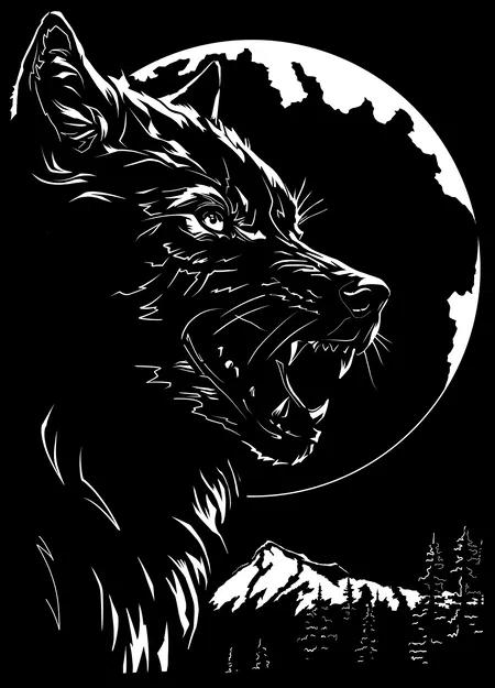 Mẫu tranh treo tường 3D hình Sói hú trăng nghệ thuật độc đáo - Image 1