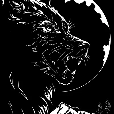 Mẫu tranh treo tường 3D hình Sói hú trăng nghệ thuật độc đáo