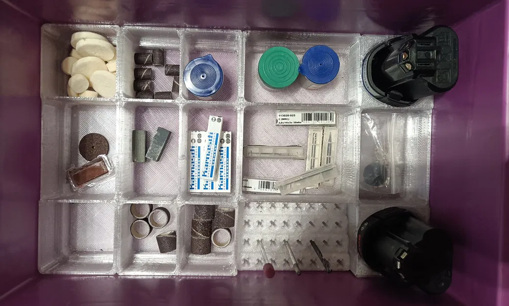 Khay in 3D đựng máy mài Dremel 8240 và phụ kiện cho Eurobox - Image 3