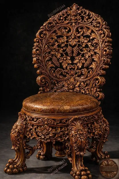 Mô hình ghế cổ điển chạm khắc họa tiết nghệ thuật cho in 3D - Image 1