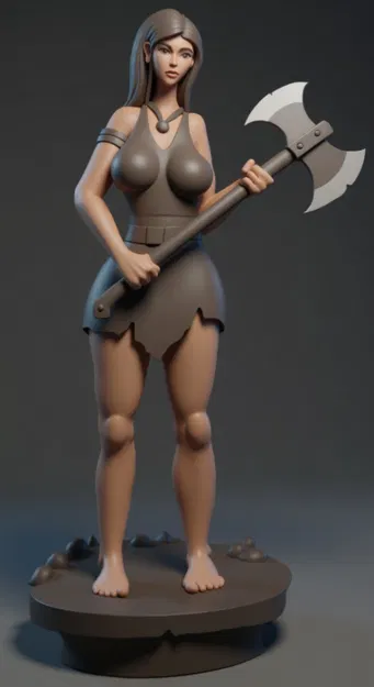 Mô hình nữ chiến binh cầm rìu (Donna con ascia) độc đáo cho in 3D - Image 1