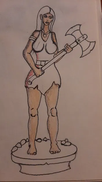 Mô hình nữ chiến binh cầm rìu (Donna con ascia) độc đáo cho in 3D - Image 4