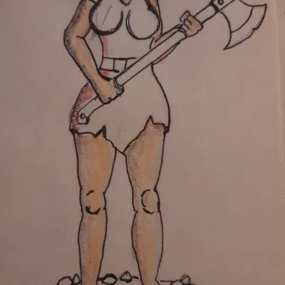 Mô hình nữ chiến binh cầm rìu (Donna con ascia) độc đáo cho in 3D