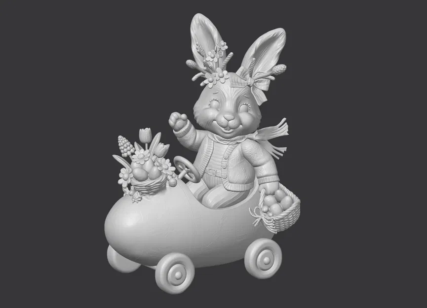 Chú Thỏ Phục Sinh Trên Xe Hình Quả Trứng - Image 2