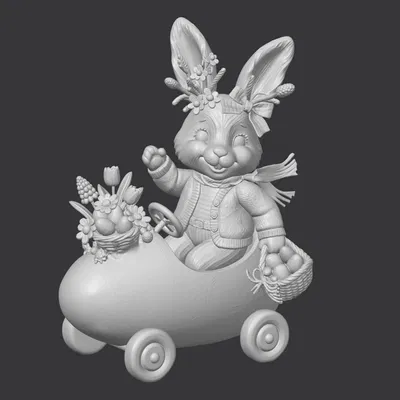 Chú Thỏ Phục Sinh Trên Xe Hình Quả Trứng