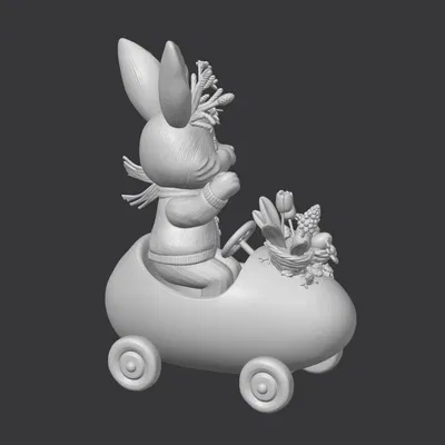 Chú Thỏ Phục Sinh Trên Xe Hình Quả Trứng