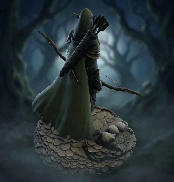 Bloodbound Realms – Elf – Veiled Grove Ranger (Mô hình STL in 3D Dark Fantasy) - Image 2