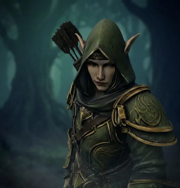 Bloodbound Realms – Elf – Veiled Grove Ranger (Mô hình STL in 3D Dark Fantasy) - Image 4