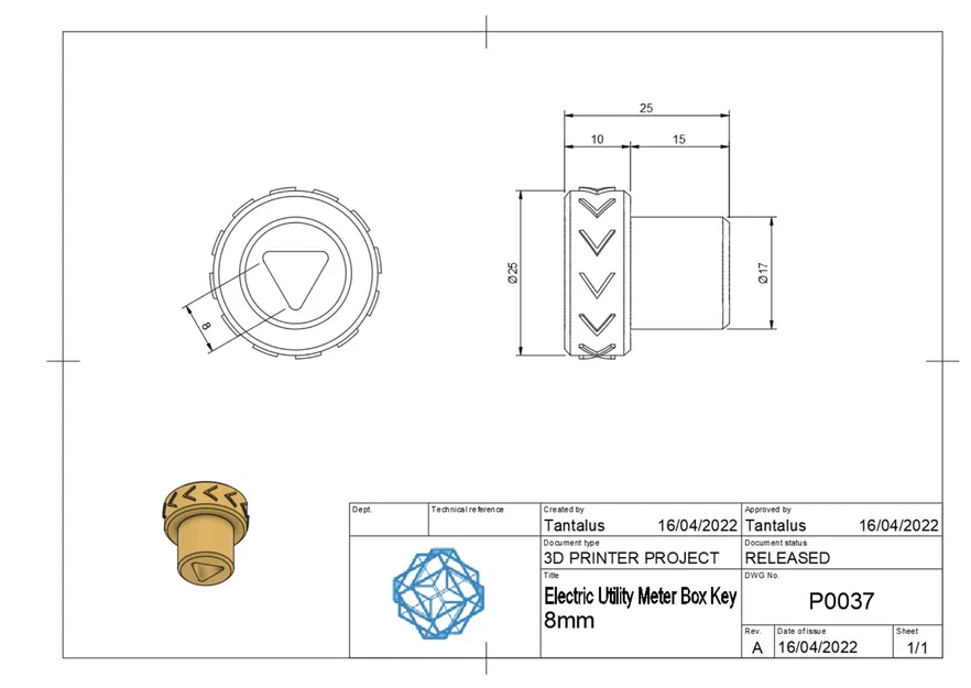 Chìa khóa tủ điện 8mm - Image 3