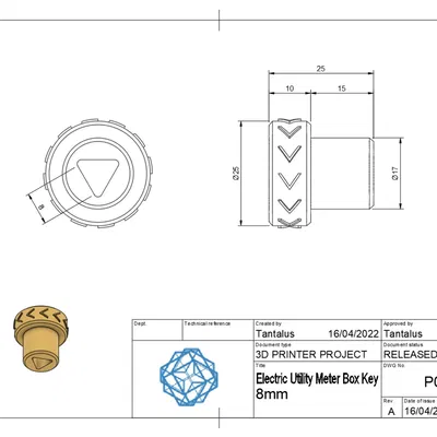 Chìa khóa tủ điện 8mm