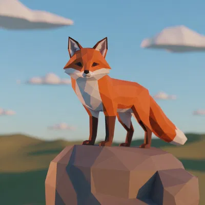 Mô hình Cáo (phong cách Low Poly)