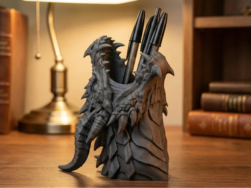 Ống cắm bút hình đầu rồng 3D độc lạ cho bàn làm việc - Image 1