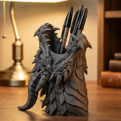 Ống cắm bút hình đầu rồng 3D độc lạ cho bàn làm việc