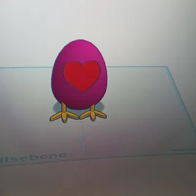 Mô hình 3D quả trứng Phục sinh có trái tim và đôi chân xinh xắn