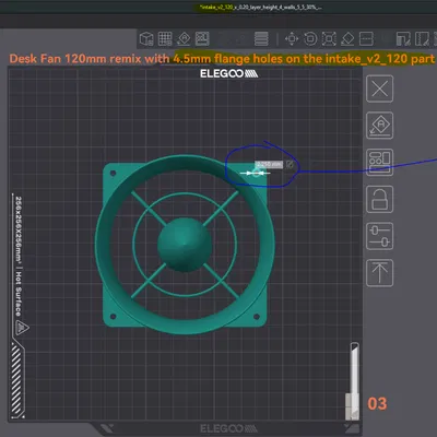 Nắp chụp intake_v2_120 đã sửa đổi lỗ bắt vít M4 4.5mm thay cho M3 3.2mm tiêu chuẩn