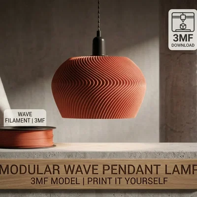 Aura Wave – Đèn Thả Trần Parametric Dạng Sóng (File 3MF)