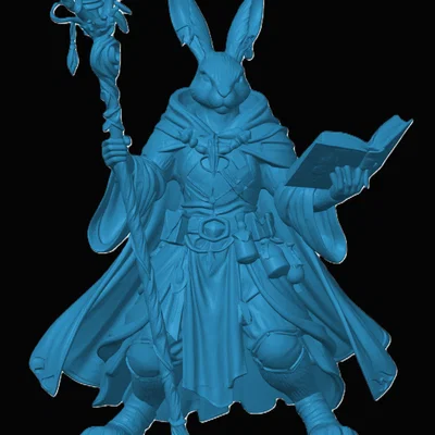 Mô hình Harengon Wizard in 3D cho game nhập vai D&D