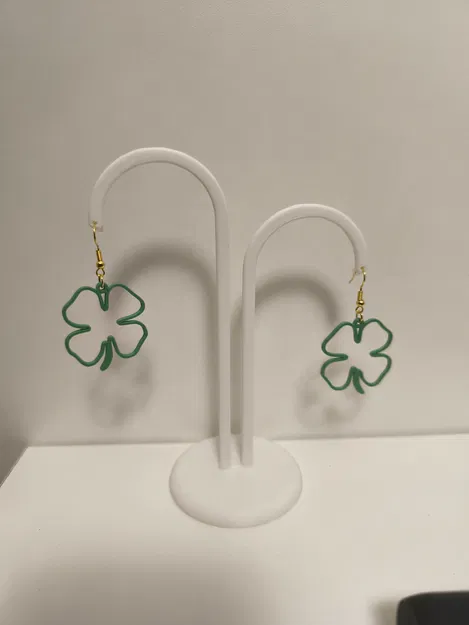 Mẫu in 3D hoa tai cỏ bốn lá may mắn cho lễ St. Patrick - Image 1
