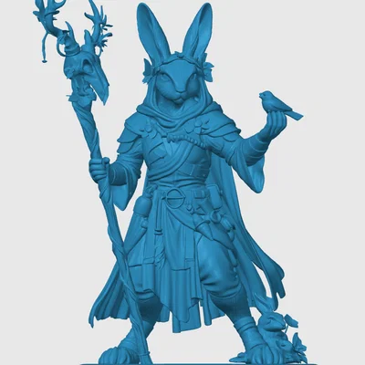 Mô hình 3D Harengon Druid chi tiết cho game D&D và Tabletop RPG