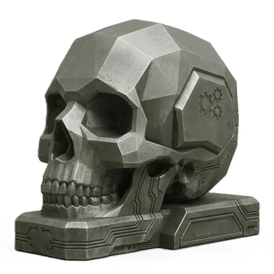 Mô hình đầu lâu SCI FI phong cách Low Poly cho bàn làm việc