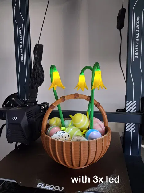 Mẫu in 3D giỏ trứng Phục sinh kèm hoa LED trang trí độc đáo - Image 1