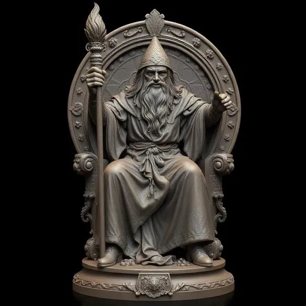 Mô hình 3D Phù Thủy Quyền Năng Trên Ngai Vàng (Wizard Statue) - Image 1