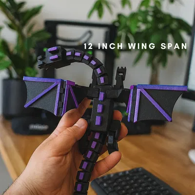 Mô hình Flexi Ender Dragon in tại chỗ | Minecraft Dragon | Không cần hỗ trợ