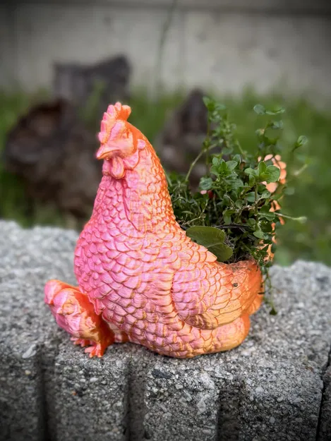 Chậu cây cảnh hình gà mái độc đáo - Mô hình in 3D trang trí - Image 1