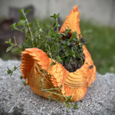 Chậu cây cảnh hình gà mái độc đáo - Mô hình in 3D trang trí