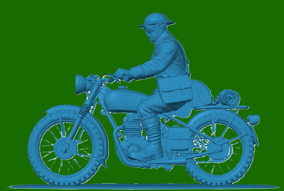 Mô hình người đưa tin Anh thời Thế chiến I trên xe mô tô (3D Print) - Image 1